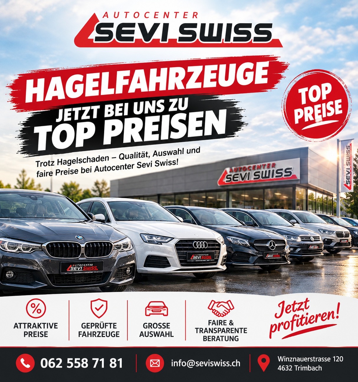 Hagelfahrzeuge Aktion – Autocenter Sevi Swiss Trimbach, Top Preise